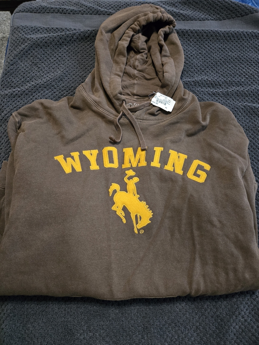 Blue 84 Brown Hoodie with Yellow Wyoming Logo
